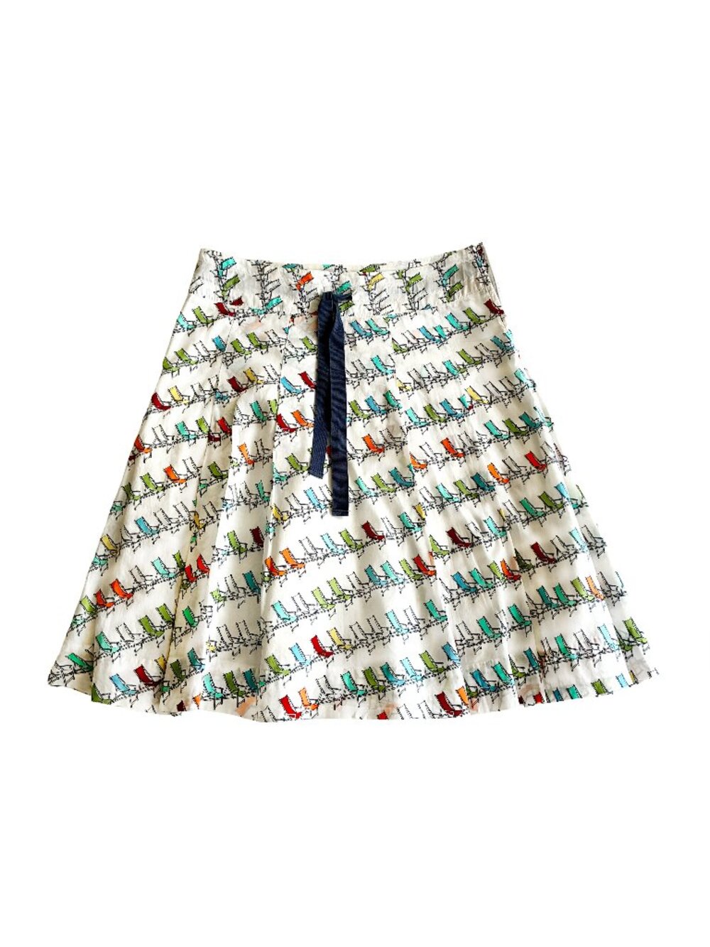 A-Line Batiste Skirt with Multicolor Beach Chair Print
